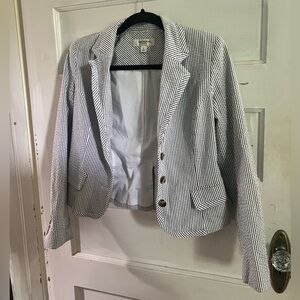 Isaac Mizrahi White and Blue Striped Blazer